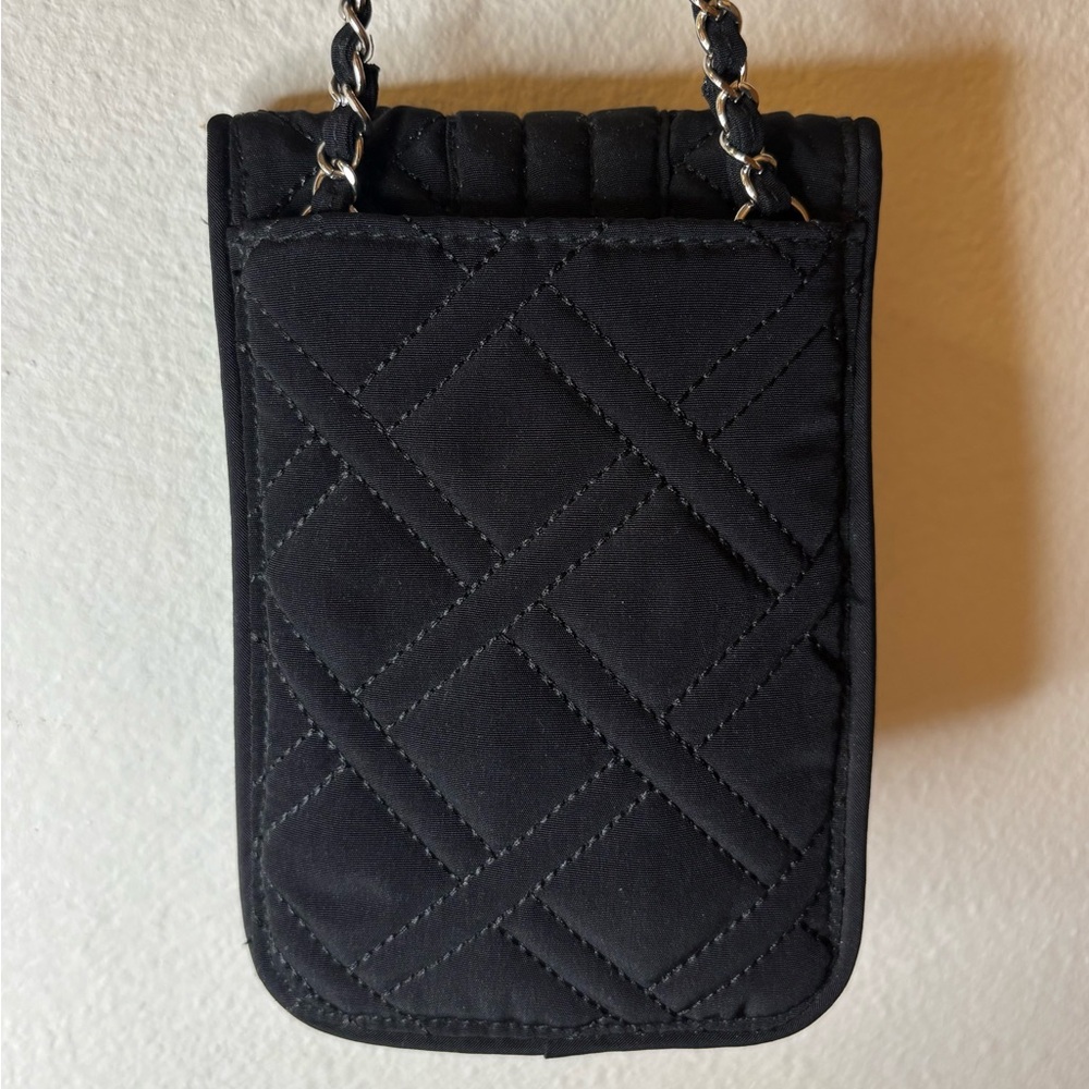 Vintage Vera Bradley Quilted Crossbody Phone Case Card Holder Black - Picture 3 of 10